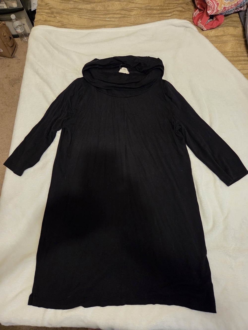 LOFT Black Long Sleeve Cowl Neck Dress